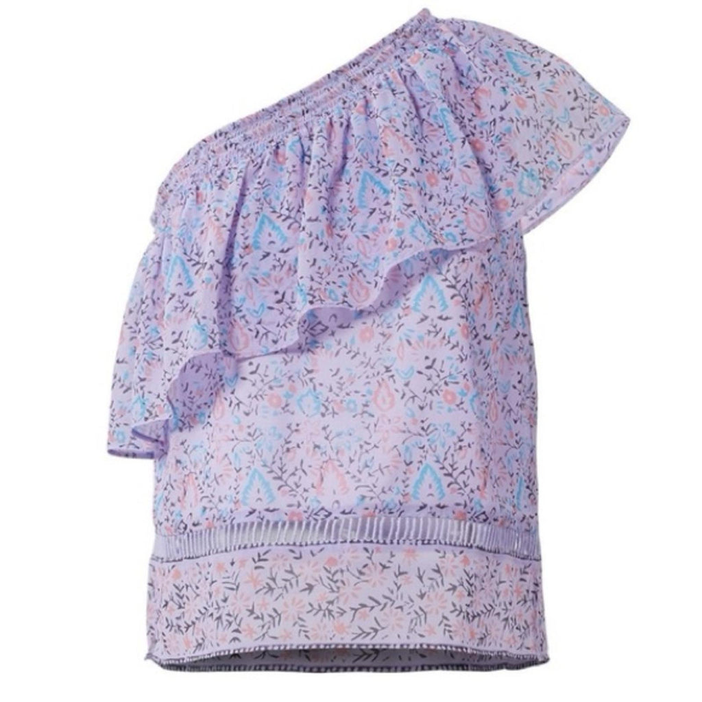 SAYLOR Janice One-Shoulder Ruffle Floral Top, Purple Size XS EXCELLENT! $219
