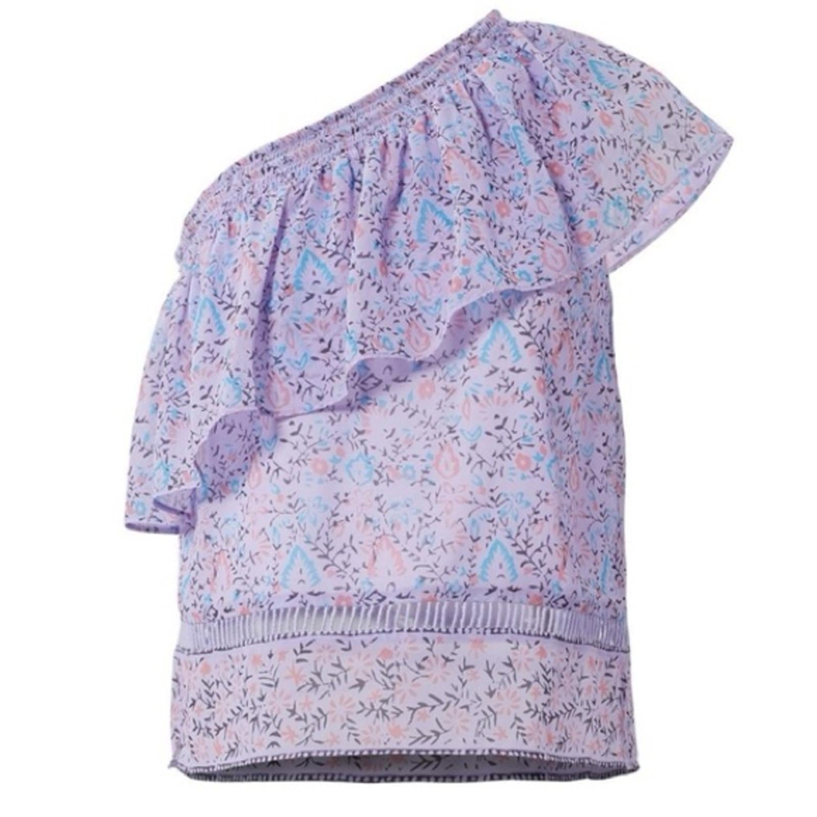 SAYLOR Janice One-Shoulder Ruffle Floral Top, Purple Size XS EXCELLENT! $219