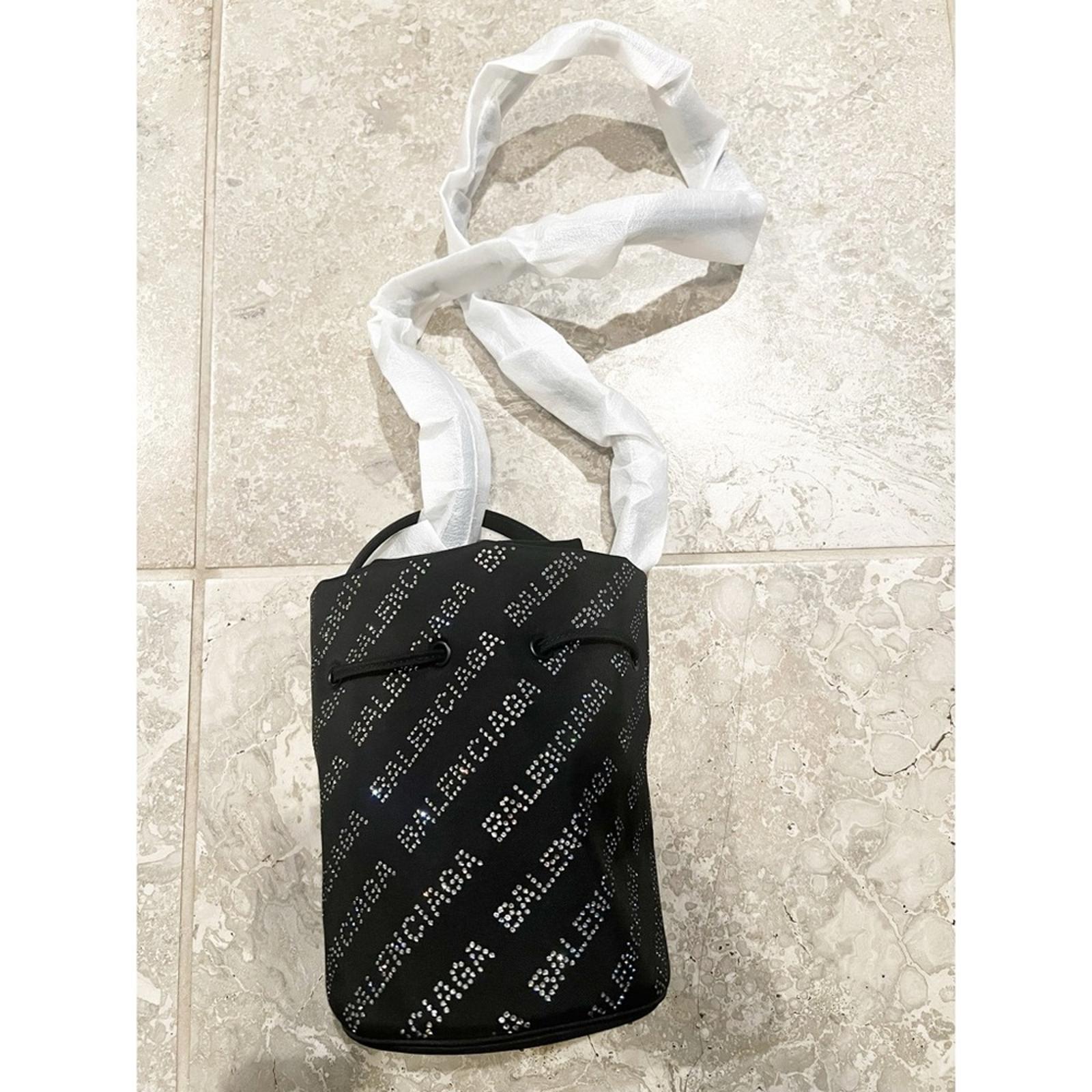 NEW Balenciaga Wheel XS Drawstring Bucket Bag, Black/Crystal $1,390 Sold Out