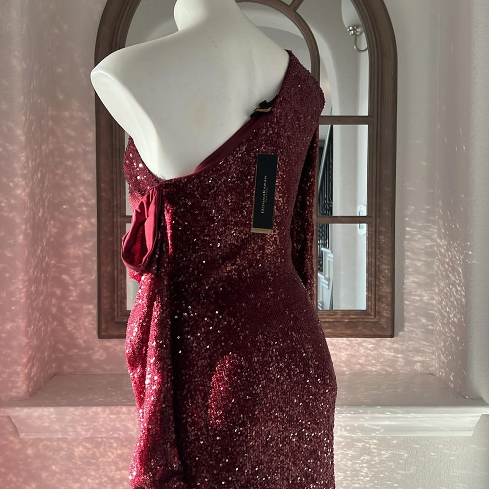 Donna Karan New York Social Occasion Asymmetric Sequined Gown, Size 4 NEW $595