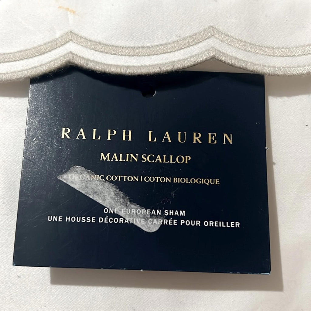 Ralph Lauren Home Malin Organic Cotton Scallop Euro Sham in Silver, NWT $225