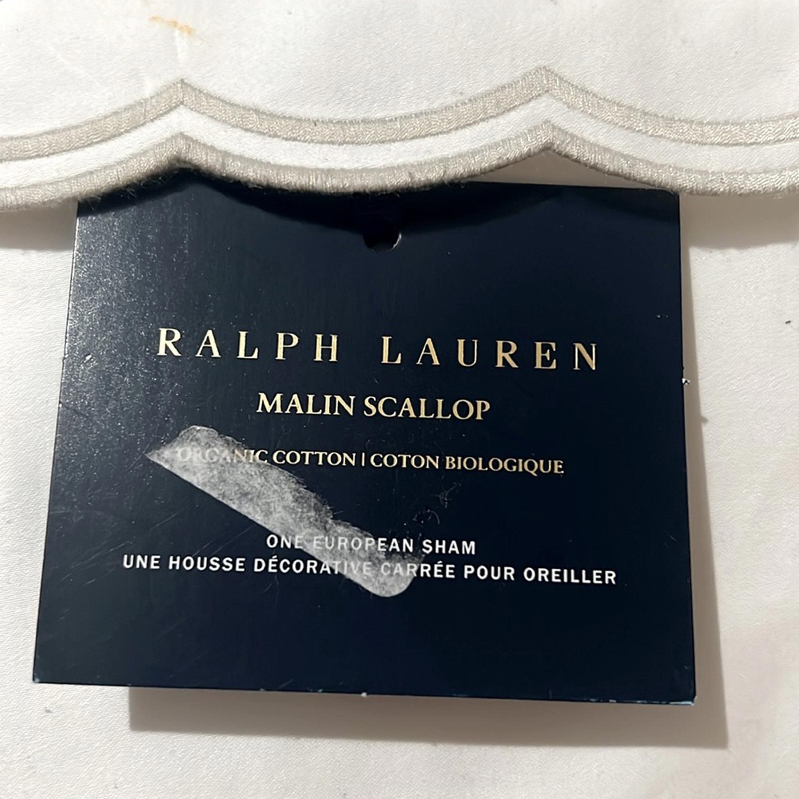 Ralph Lauren Home Malin Organic Cotton Scallop Euro Sham in Silver, NWT $225