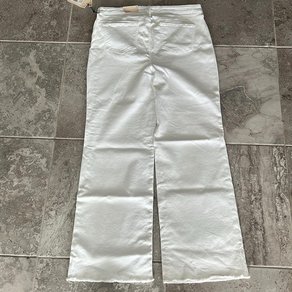 NYDJ Teresa High Waist Fray Hem Wide Leg Jeans, in White Size 16, New w/Tag