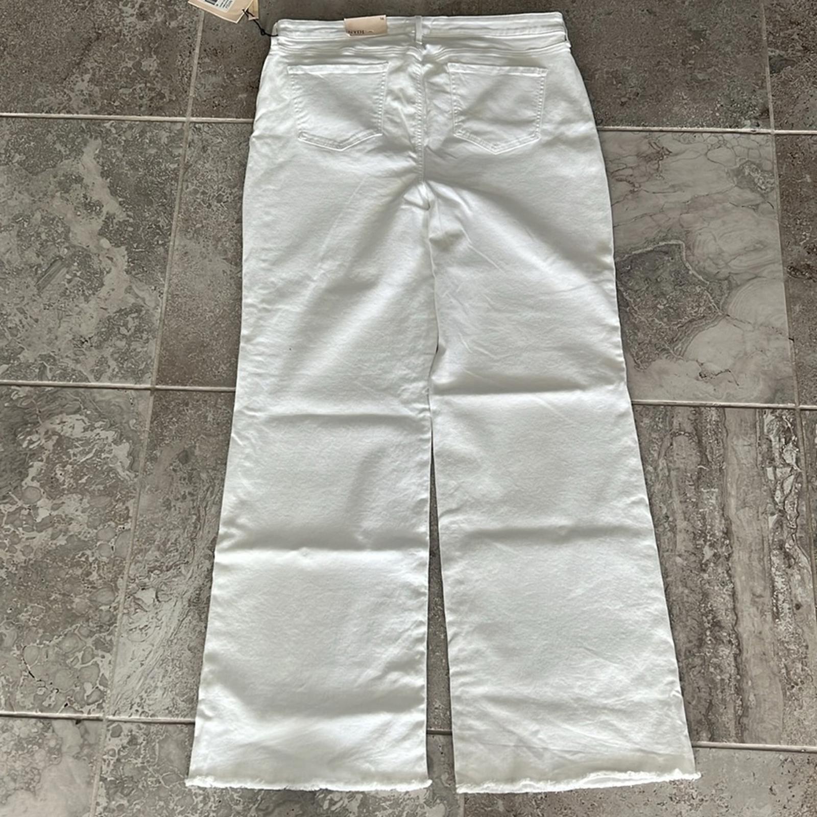 NYDJ Teresa High Waist Fray Hem Wide Leg Jeans, in White Size 16, New w/Tag