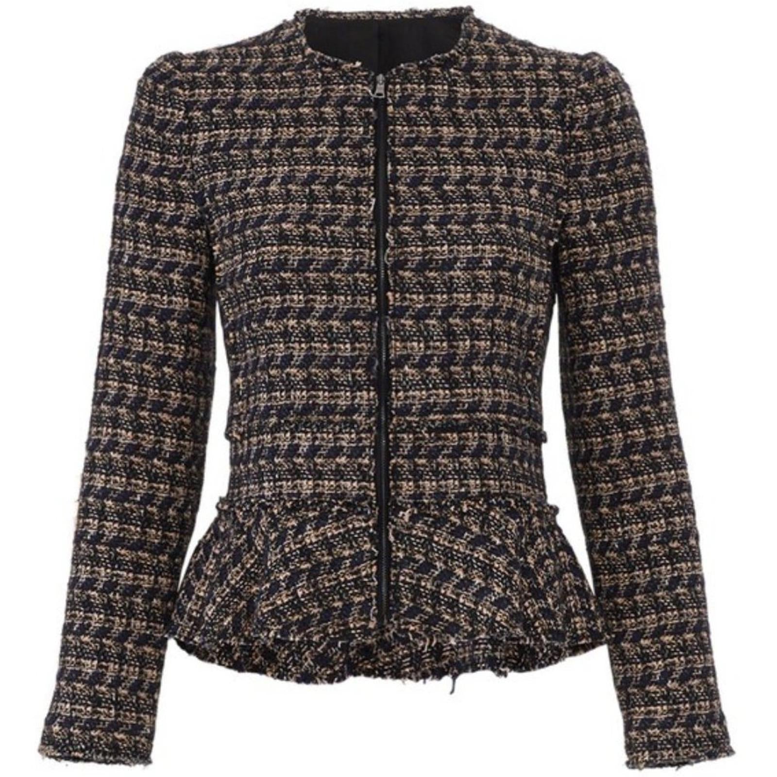 Rebecca Taylor Multi Tweed Ruffle Blazer Jacket, NWT, Size 10