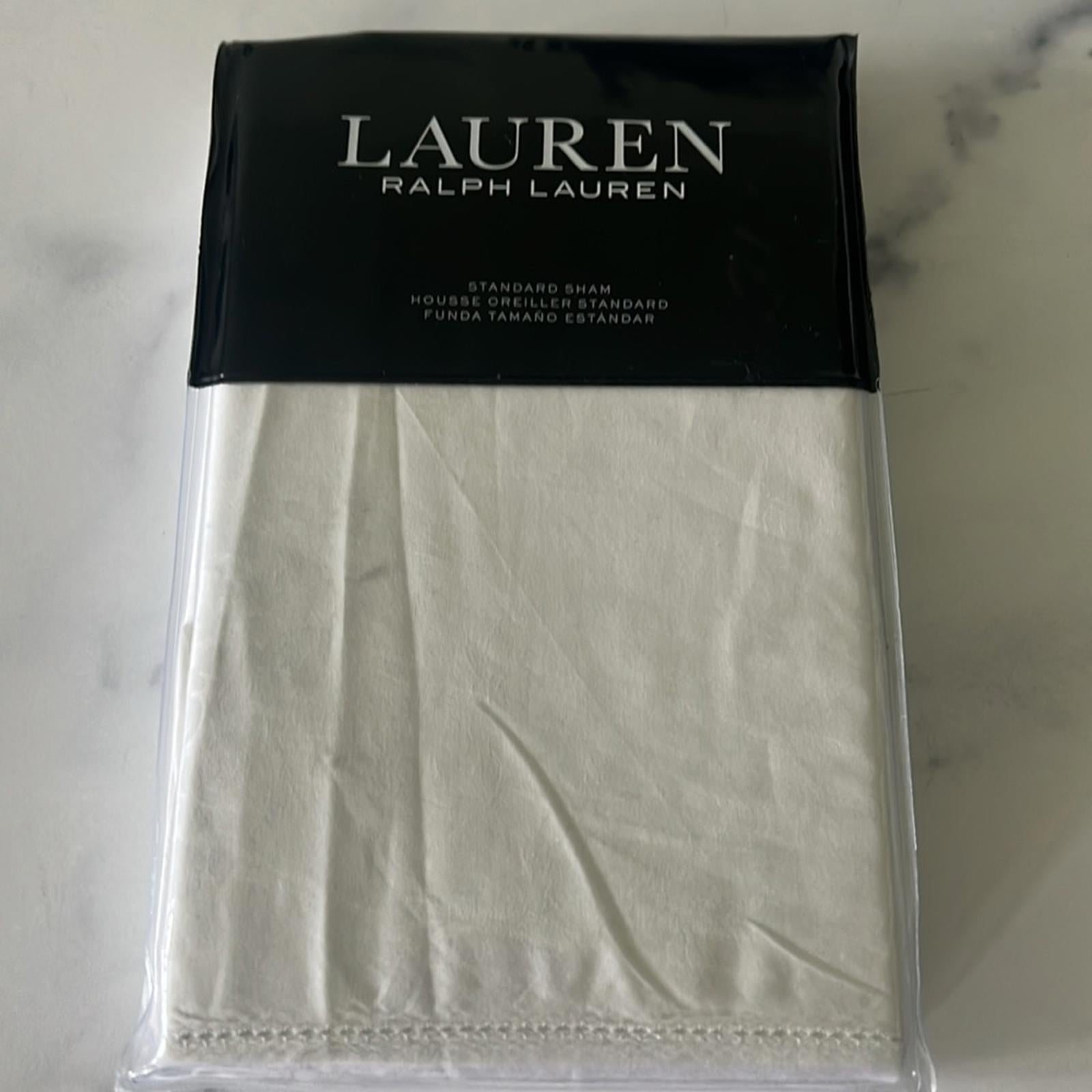 Lauren Ralph Lauren White Mya Jacquard Weave Cotton Standard Sham, NWT $140