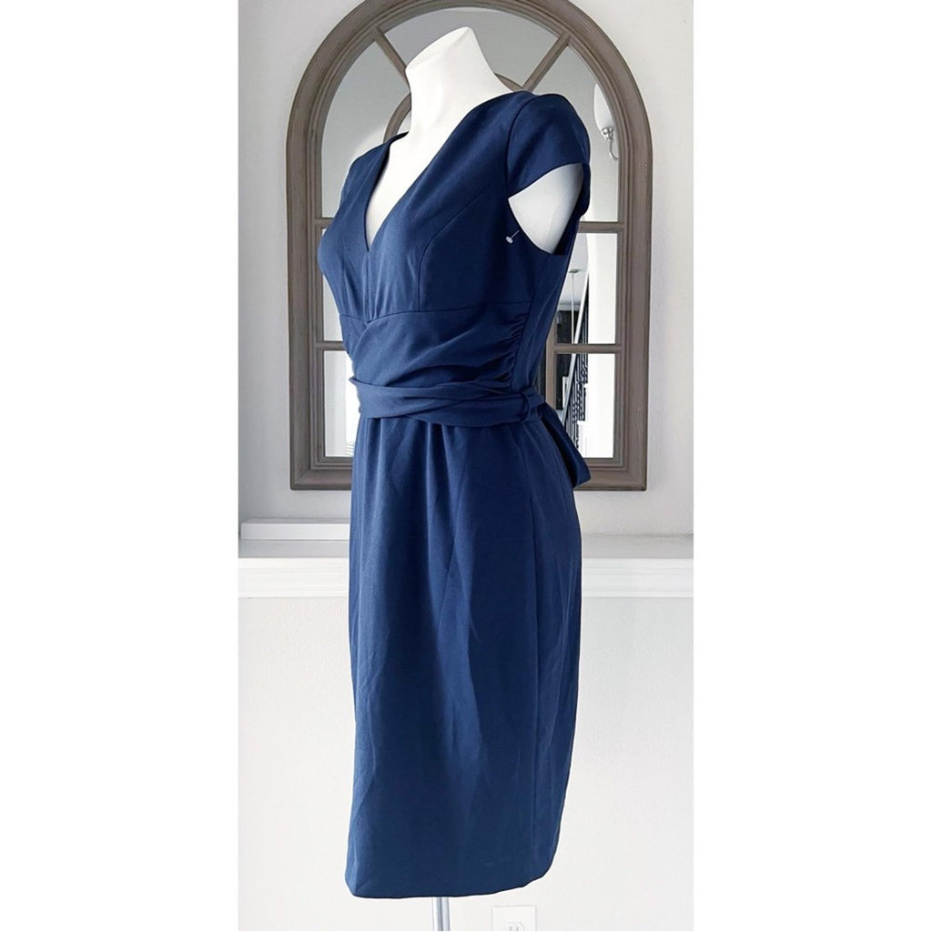 NEW Dress the Population Dana Wrap Waist Cocktail Dress Navy, Size L New w/o Tag