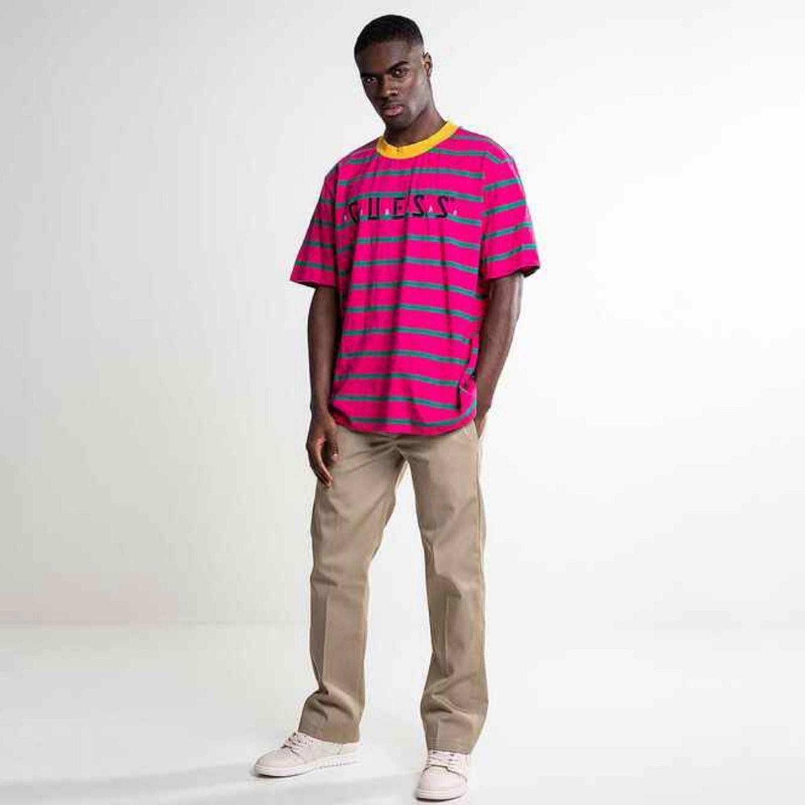 RARE Guess × J Balvin Vibras Stripe Accent Ringer T-Shirt, Size M EXCELLENT!