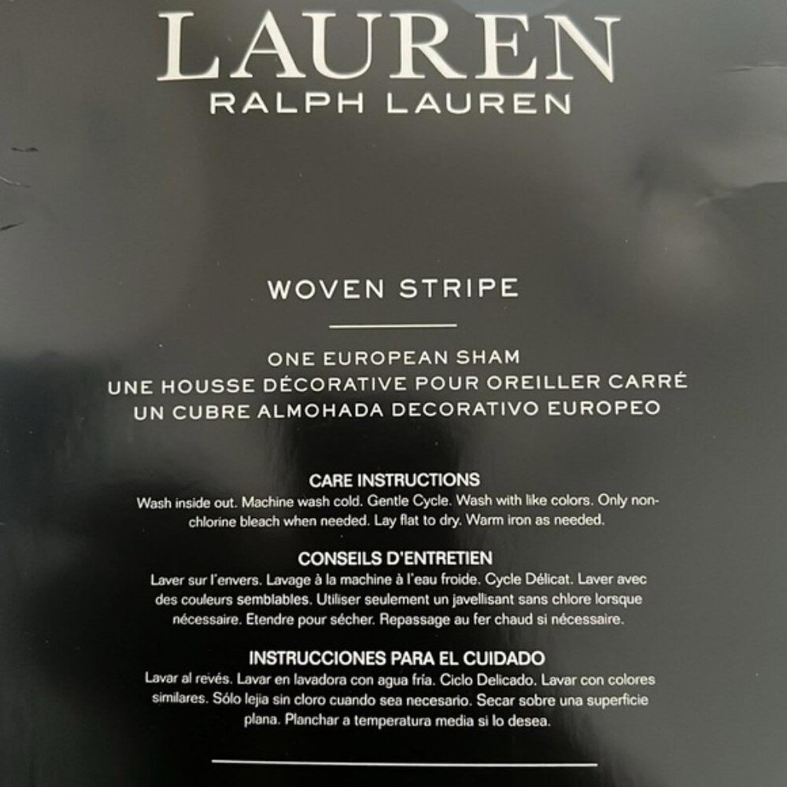 Ralph Lauren Eva Woven-Stripe Euro Sham in Dark Blue, NWT