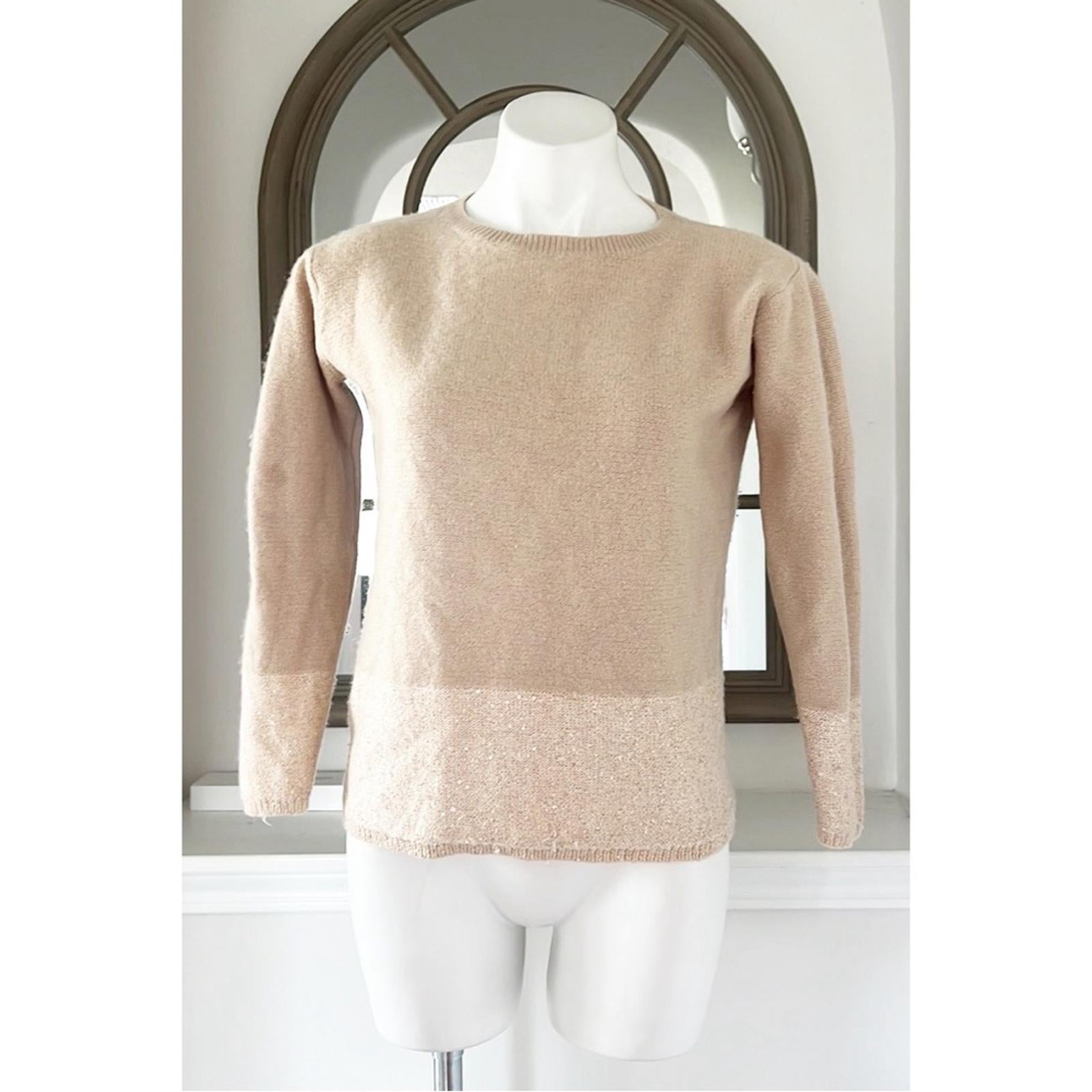MaxMara Cashmere-Wool Crewneck Sequin Detail Sweater, Size M
