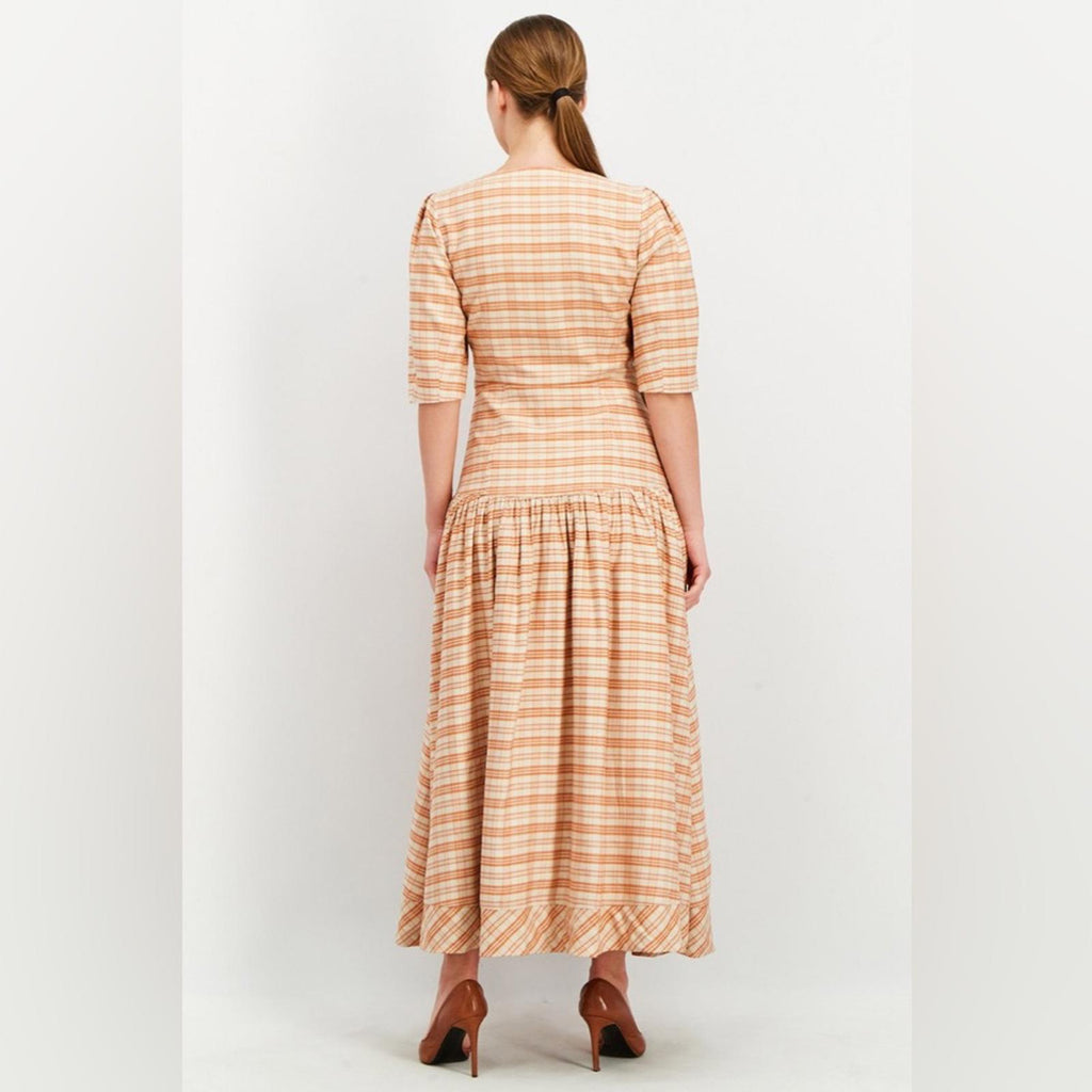 Jonathan Simkhai Greer Tailored Plaid Button-Front Maxi Dress, Size 2 NWT $595
