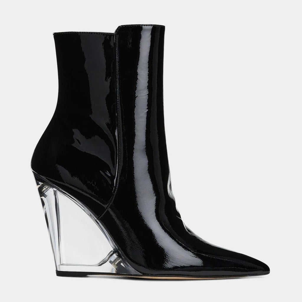 Stuart Weitzman Lucite 100 Wedge Heel Boots in Black Size 7.5 New w/o Box $750