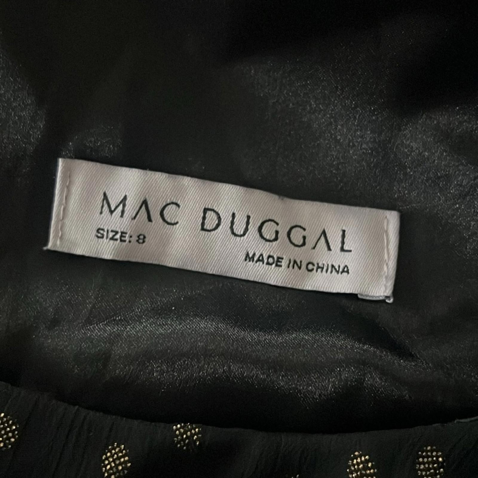 Mac Duggal Black Layered Polka Dot Cocktail Dress in Black/Gold, NWT, Size 8