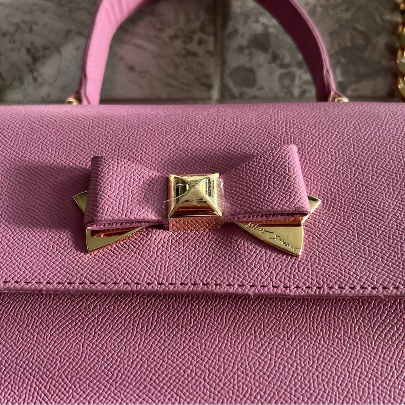 Betsey Johnson Xodevin Shoulder Bag with Chain Shoulder Strap in Pink Gold-Tone