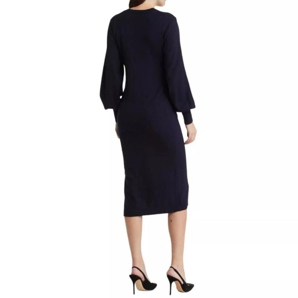 Ted Baker Essya Cashmere-Blend Midi Sweaterdress in Navy, Size Ted 6 EXCELLENT