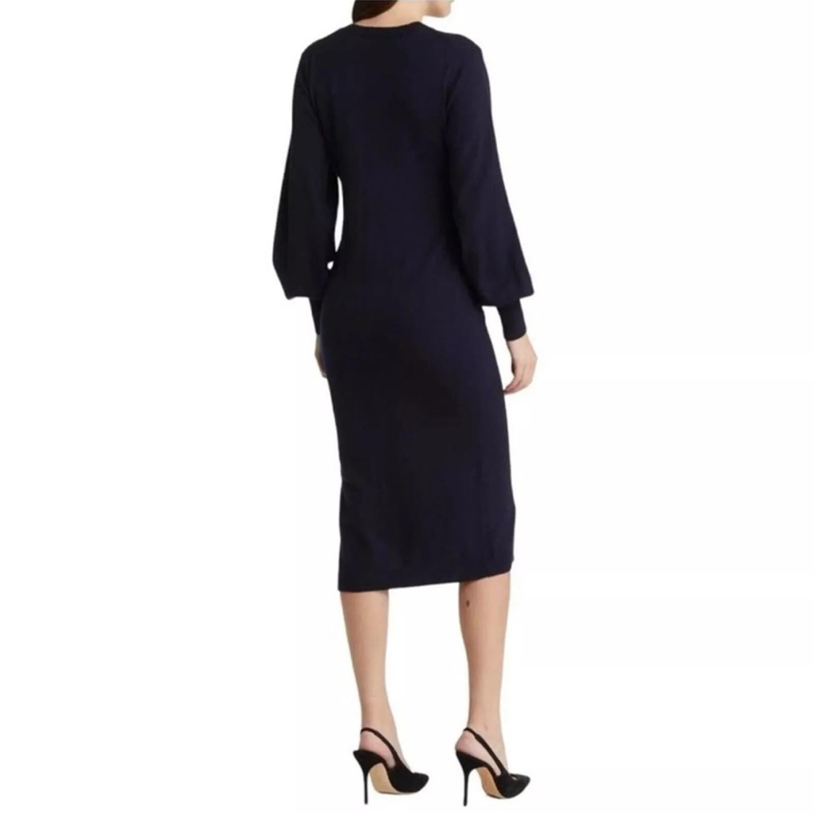 Ted Baker Essya Cashmere-Blend Midi Sweaterdress in Navy, Size Ted 6 EXCELLENT