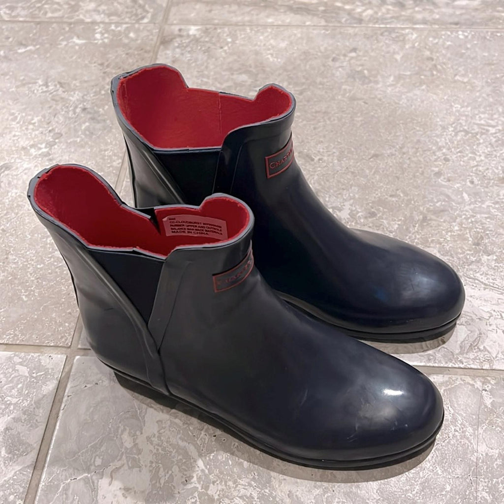 Charter Club Cloudburst Outdoor Stretch Rain Boots in Navy EXCELLENT