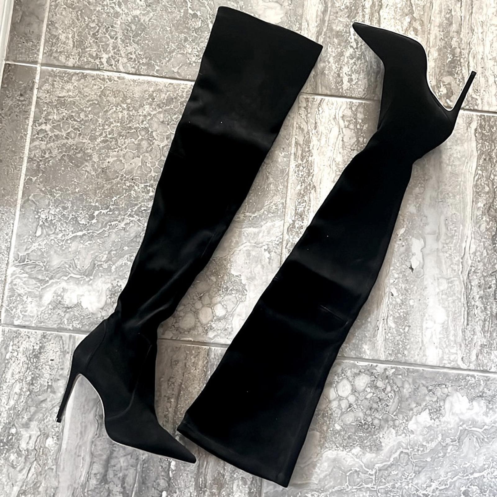 Stuart Weitzman UltraStuart100 Over The Knee Boots Suede Black Size 7 NEW in Box