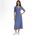 Ralph Lauren Front Button V-Neck Dress in Blue & White Stripes, NEW, Size XL