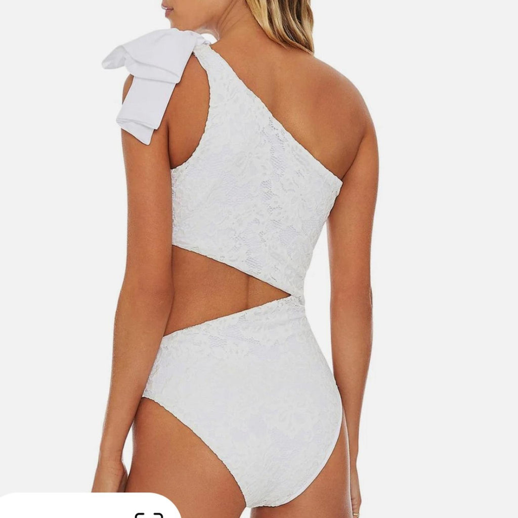 Beach Riot x REVOLVE Selena Lace Bridal One Piece Swimsuit, White Size XS NEW