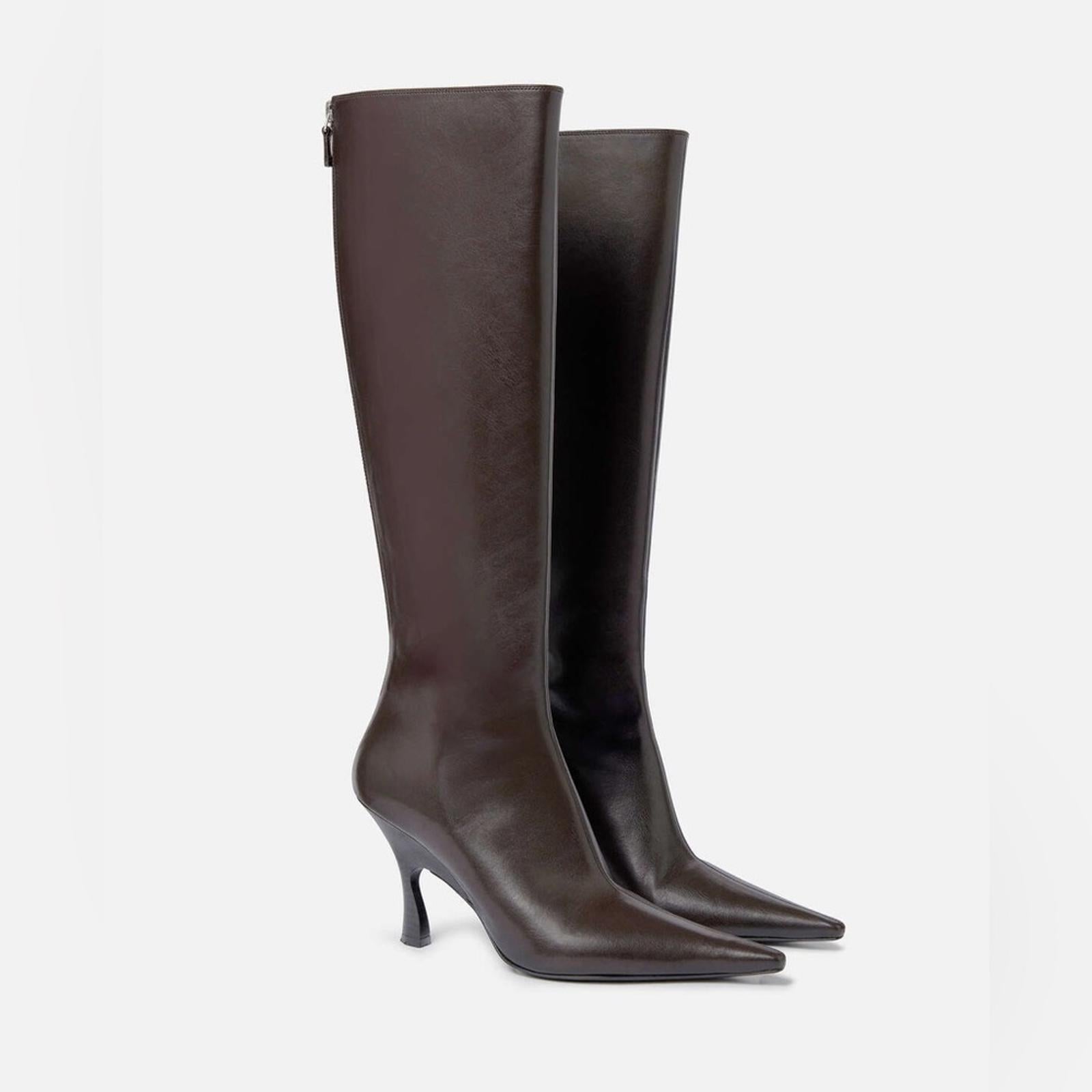 Stella McCartney Elsa Knee-High Heeled Boots in Coffee Brown, NWT, Size 38 $1350