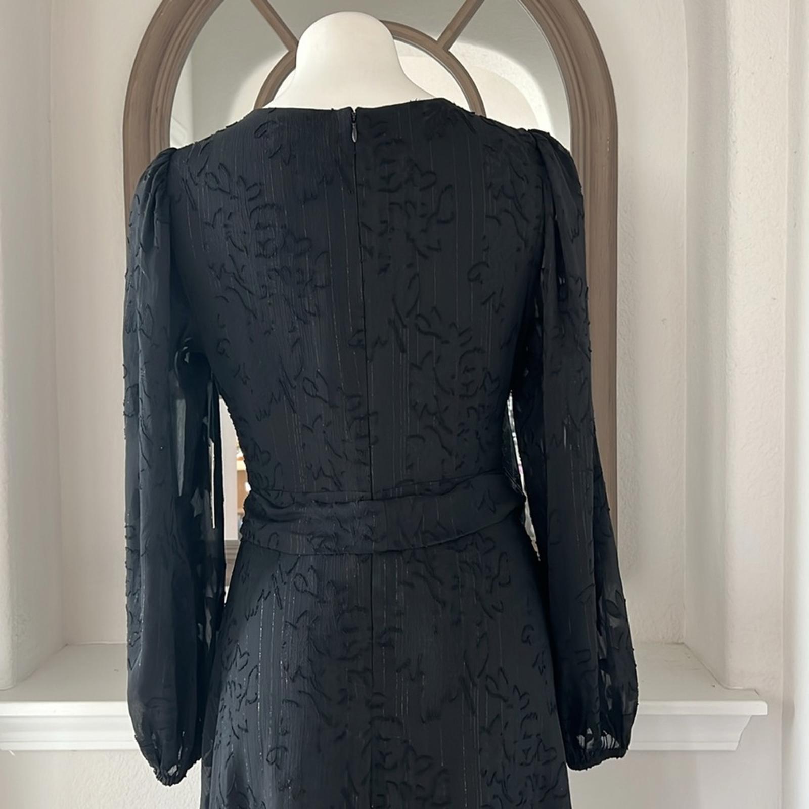 Kensie Fit & Flare Black Dress with Ballon Sleeves, Size 6 New w/Tag $138