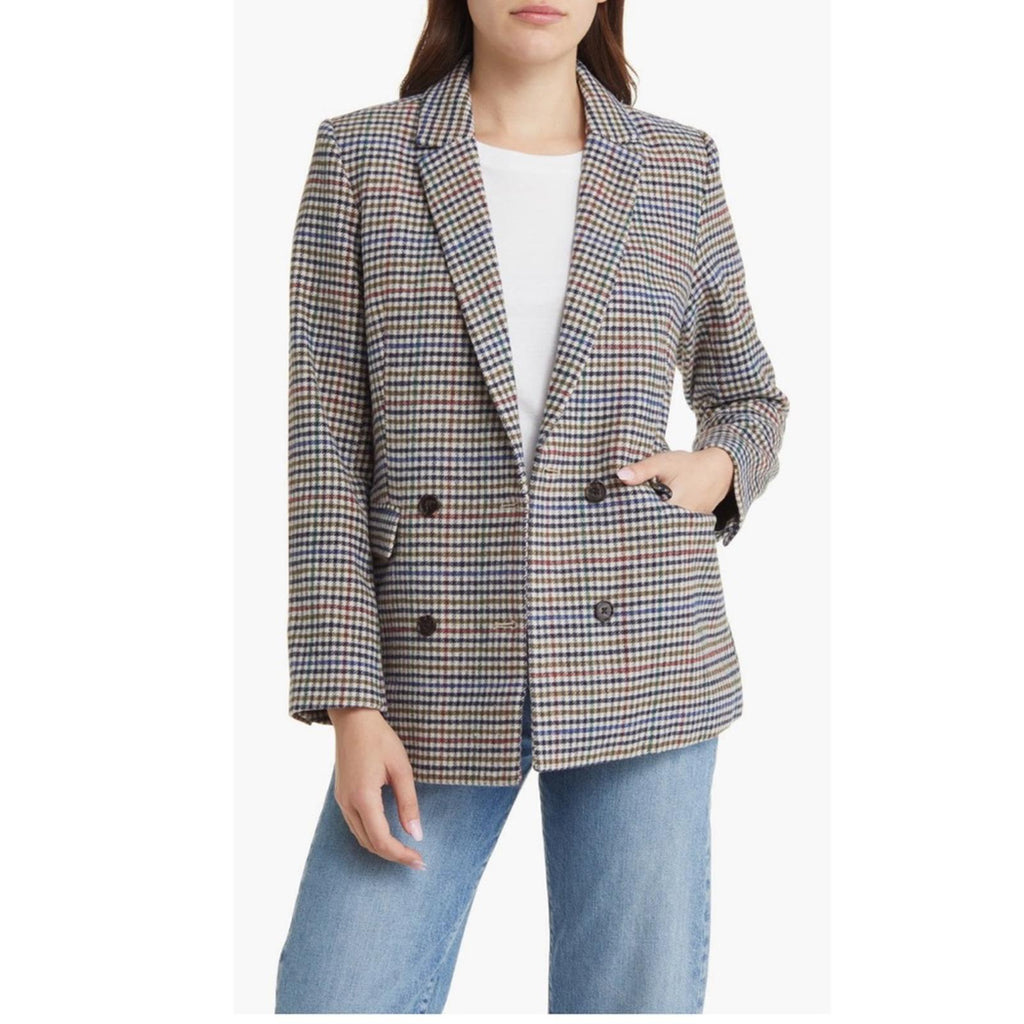 Rails Jac Double Breasted Blazer, Houndstooth Cardinal Pine Size M New w/Tag