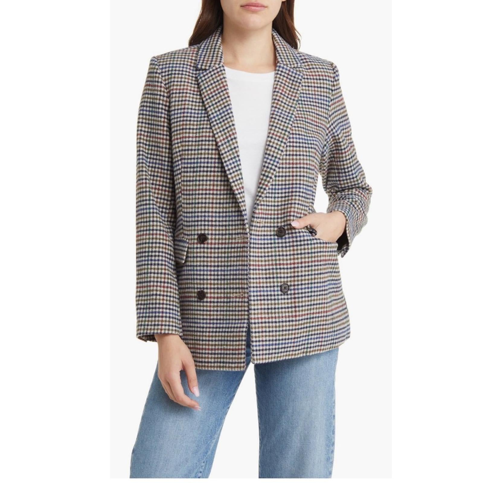 Rails Jac Double Breasted Blazer, Houndstooth Cardinal Pine Size M New w/Tag