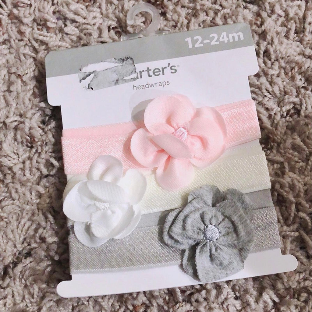 Carter’s 3-Pk Plume Head Bands Wraps, Baby Girl 12-24 Mos NWT