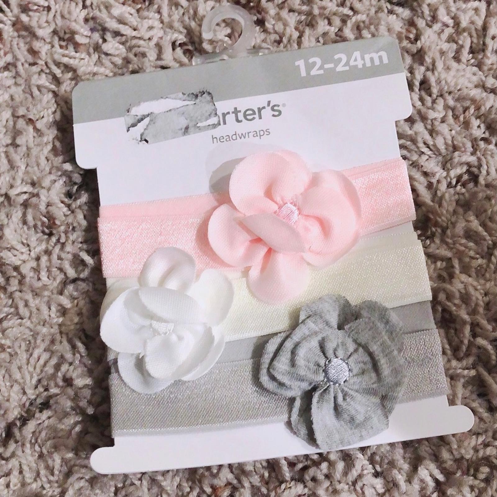 Carter’s 3-Pk Plume Head Bands Wraps, Baby Girl 12-24 Mos NWT