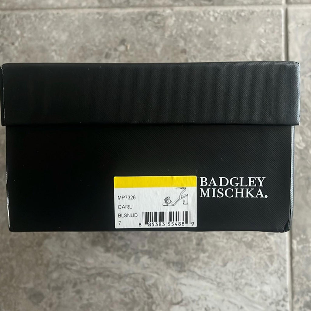 Badgley Mischka Carli Square Toe Triple Flower High Heel Sandals, Size 7, NEW