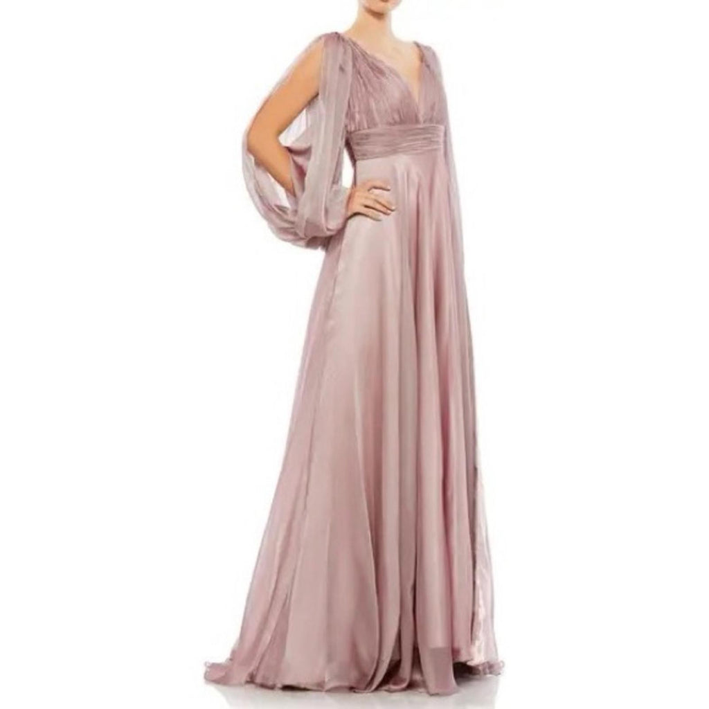 Mac Duggal Split Sleeve Gown in Mocha (Style #67414),  Size 6 New w/Tag