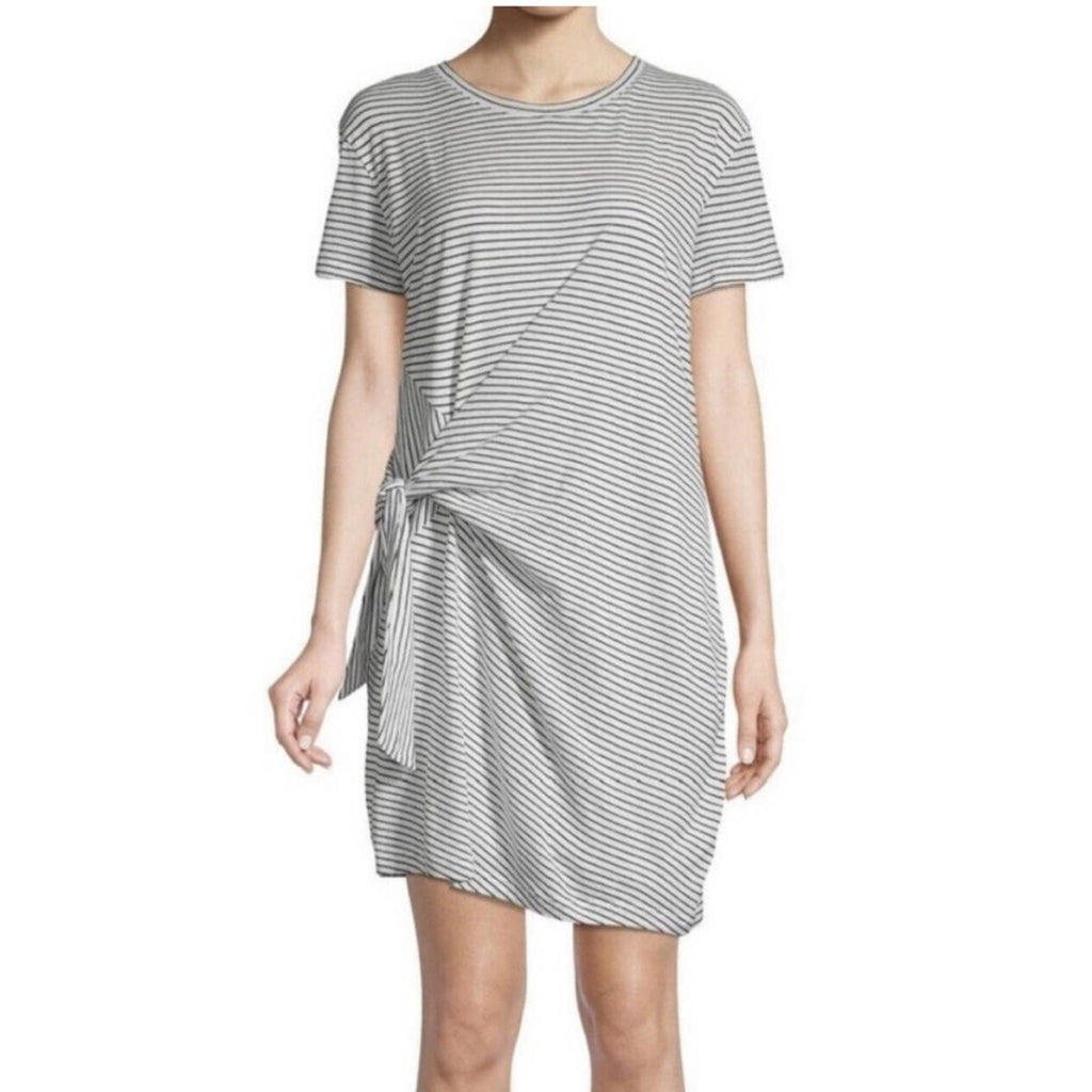 Vince Classic Stripe Side-Tie Dress, White/Black Size S EXCELLENT! Retail $225