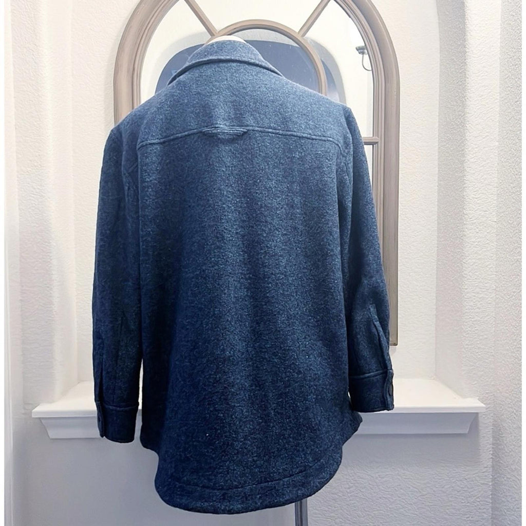 Club Monaco Cozy Shirt Jacket in Heather Blue, Size XL New w/Tag Retail $249