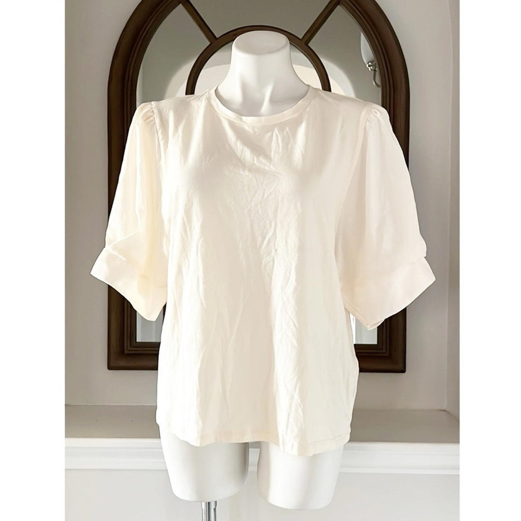 DKNY Elbow Sleeve Knit Top in Egg Nog, Size XL, New w/Tag Retail $69