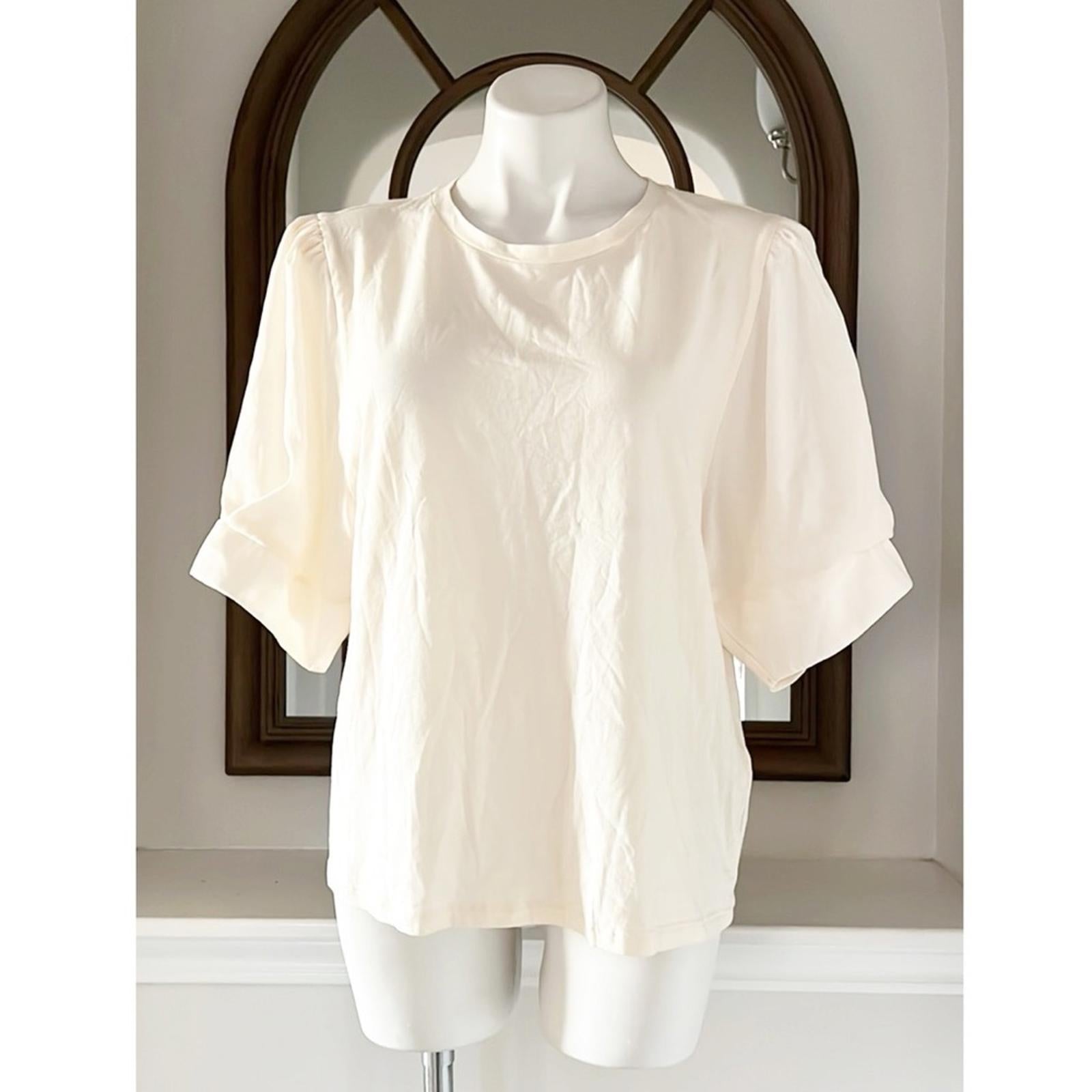 DKNY Elbow Sleeve Knit Top in Egg Nog, Size XL, New w/Tag Retail $69