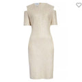 St.John Studded Cold-Shoulder Tweed Sheath Dress in Gold Multi Size 12 NWT $1795