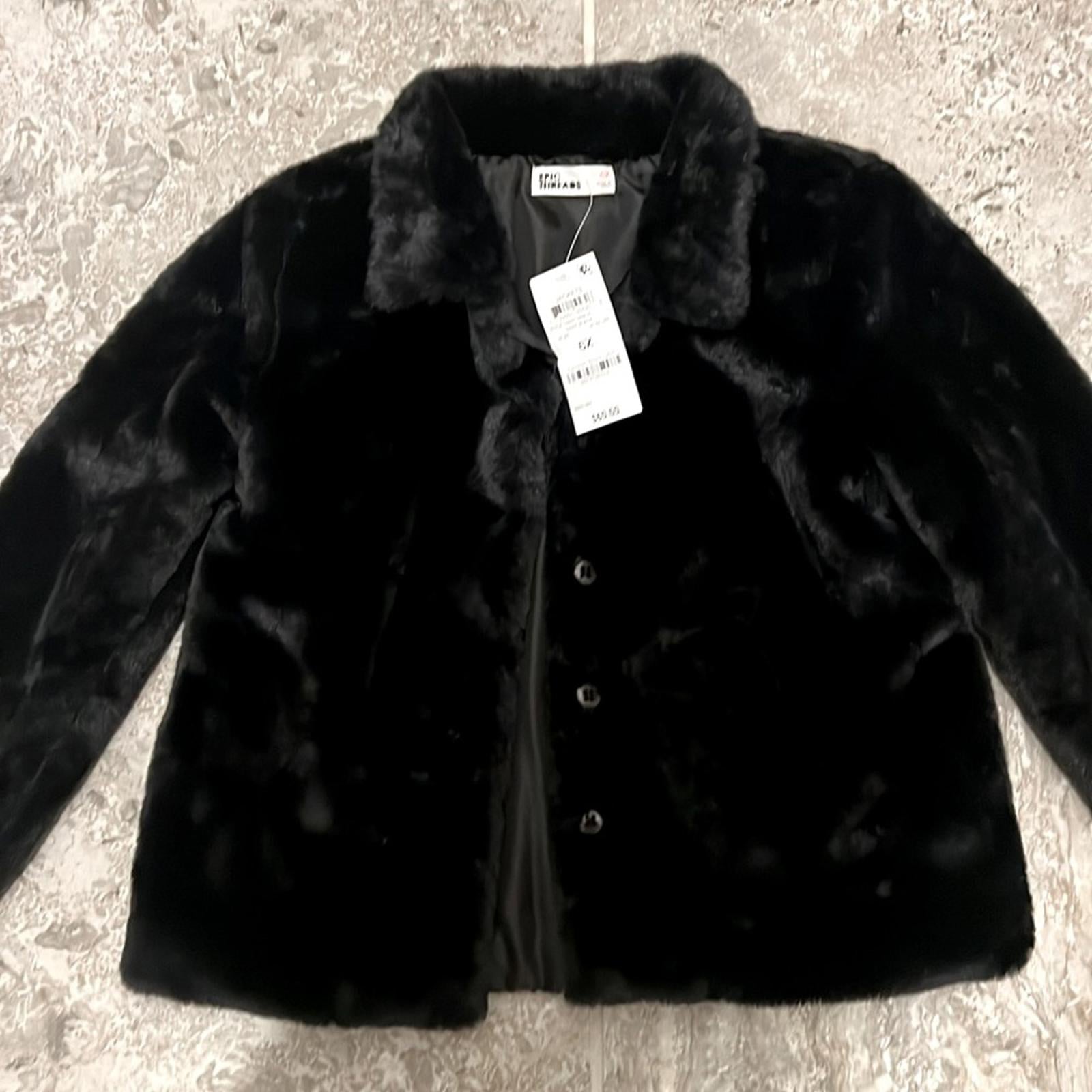 Epic Threads Faux Fur Jacket in Black, Little Girls Size 6X New w/Tag