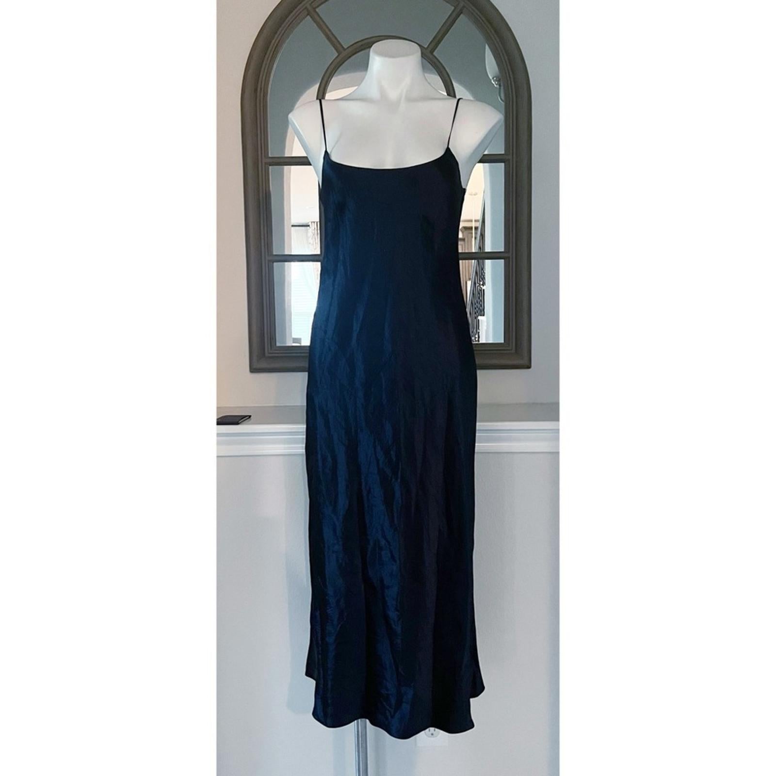 VINCE Satin Slip Dress in Coastal Blue, Size M New w/Tag Retail $325