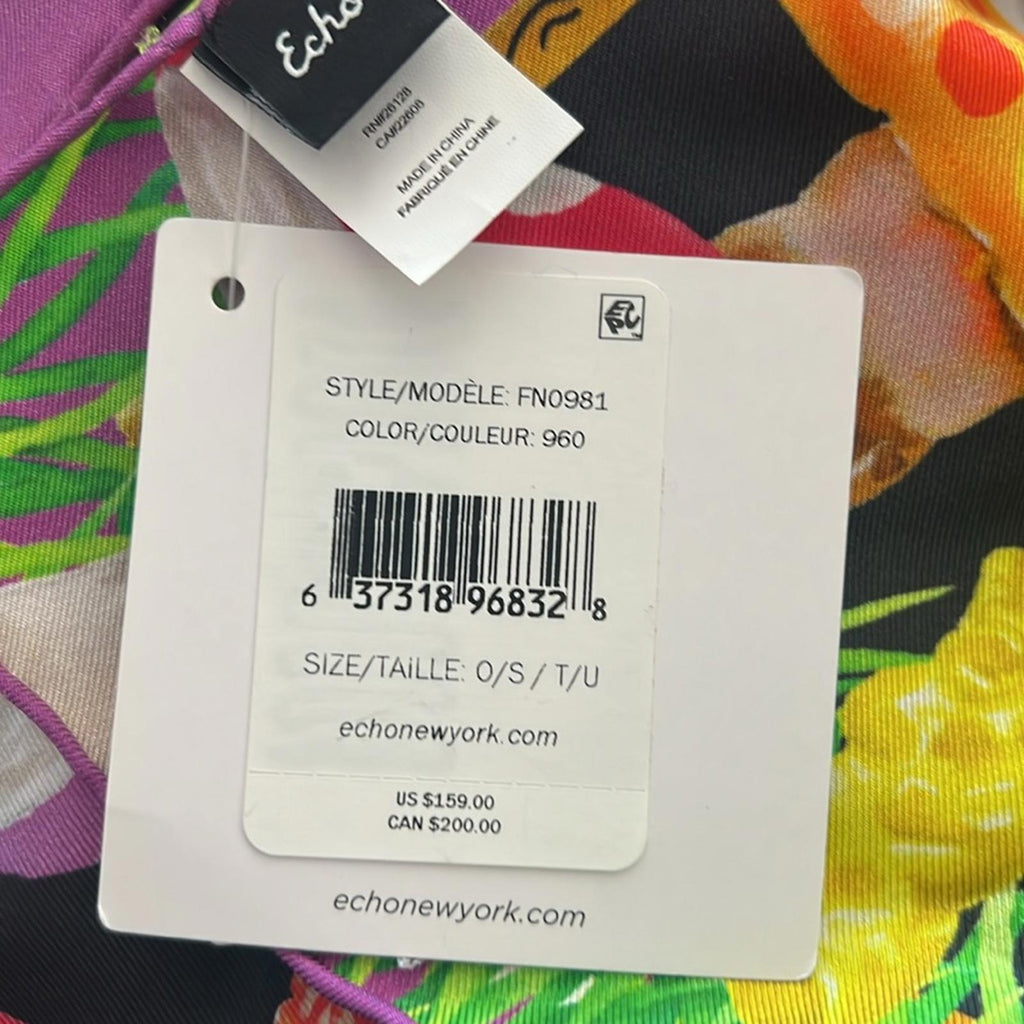 Echo Willy Wonka Silk Scarf with Candy & Mushroom Print, 35” x 35”New w/Tag $159