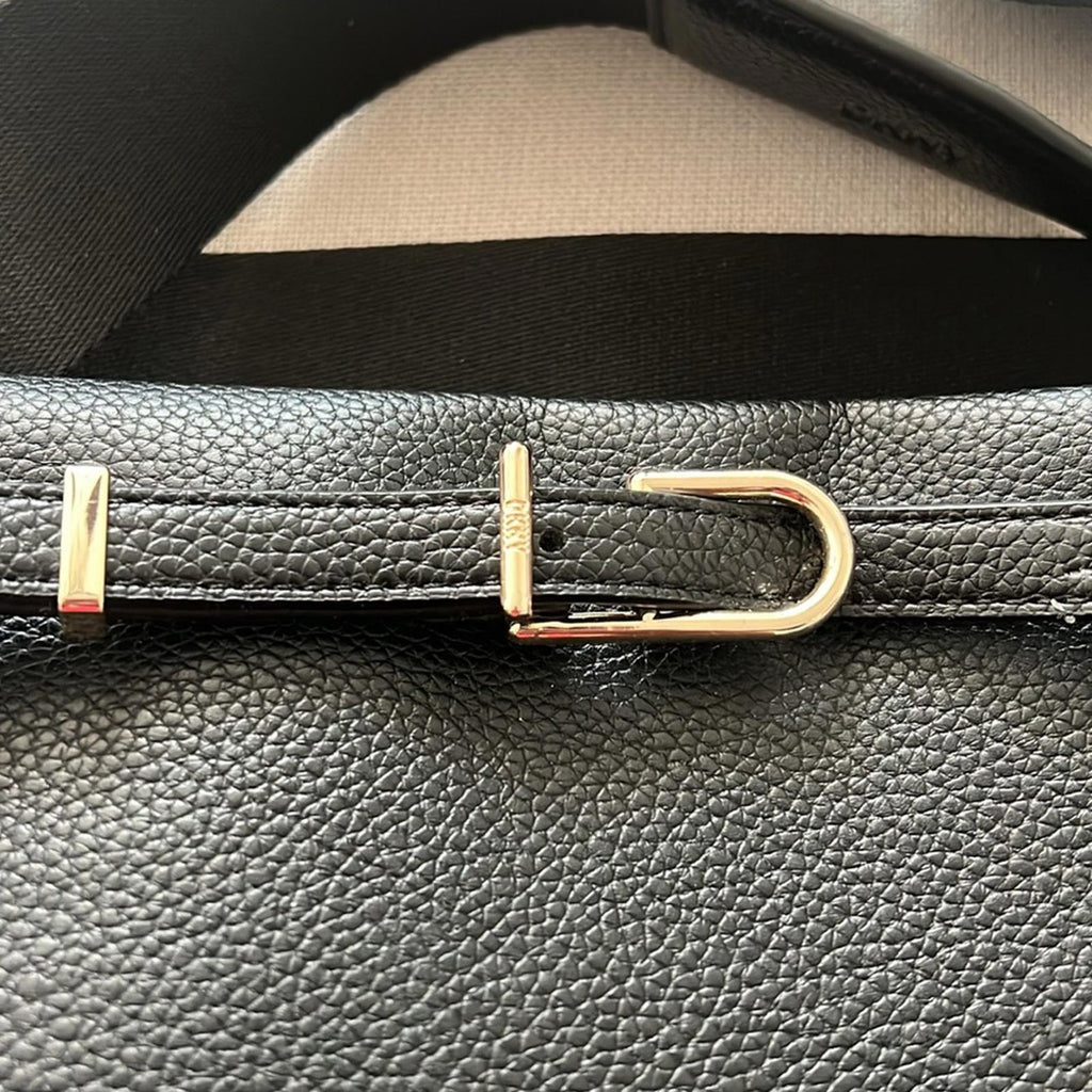 DKNY Penelope Small Flap Crossbody in Black/Gold, Retail $168