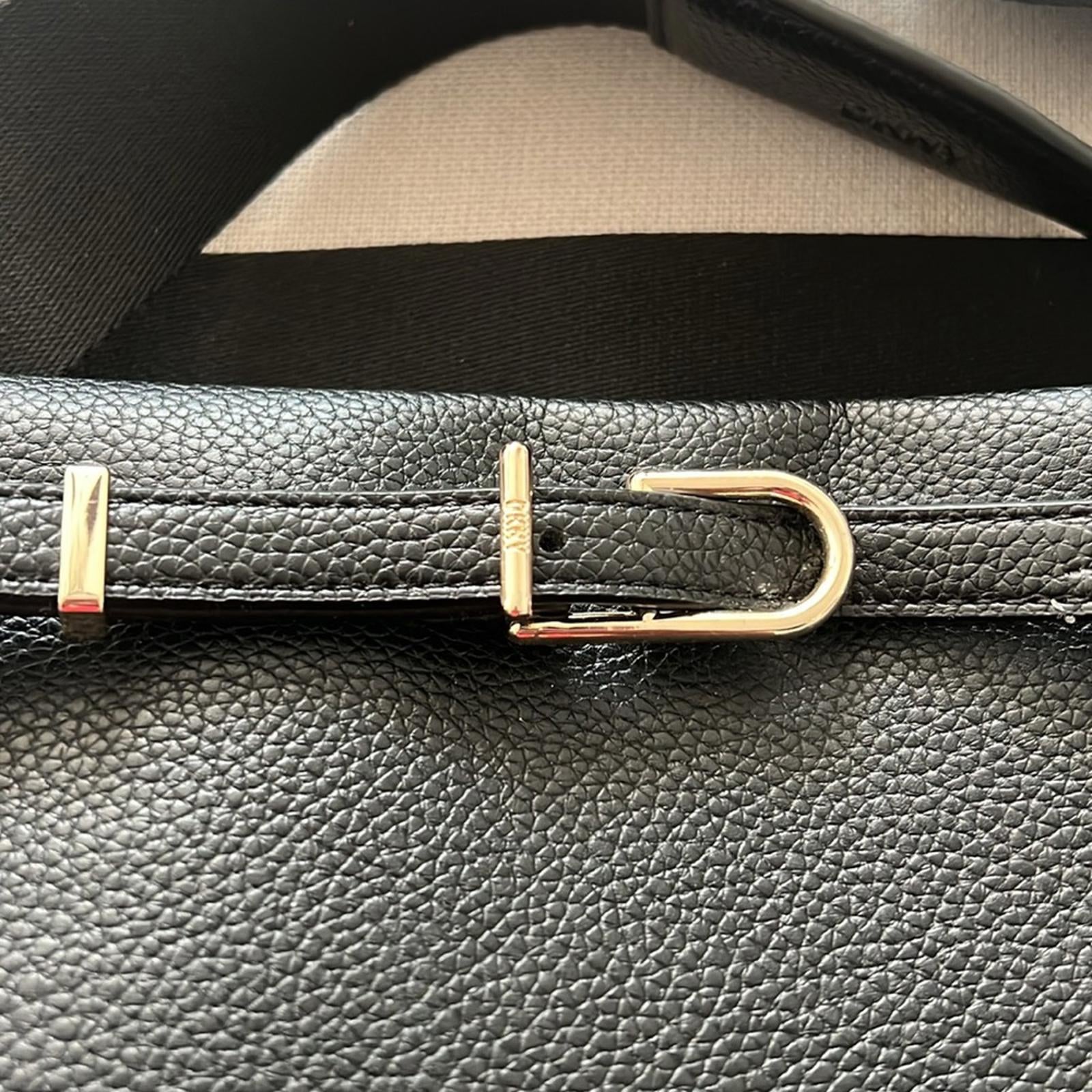 DKNY Penelope Small Flap Crossbody in Black/Gold, Retail $168