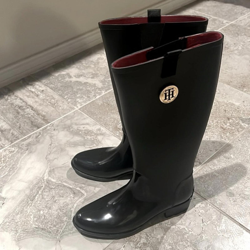 Tommy Hilfiger Karissa Rain Boots, Black Size 10 New w/Tag