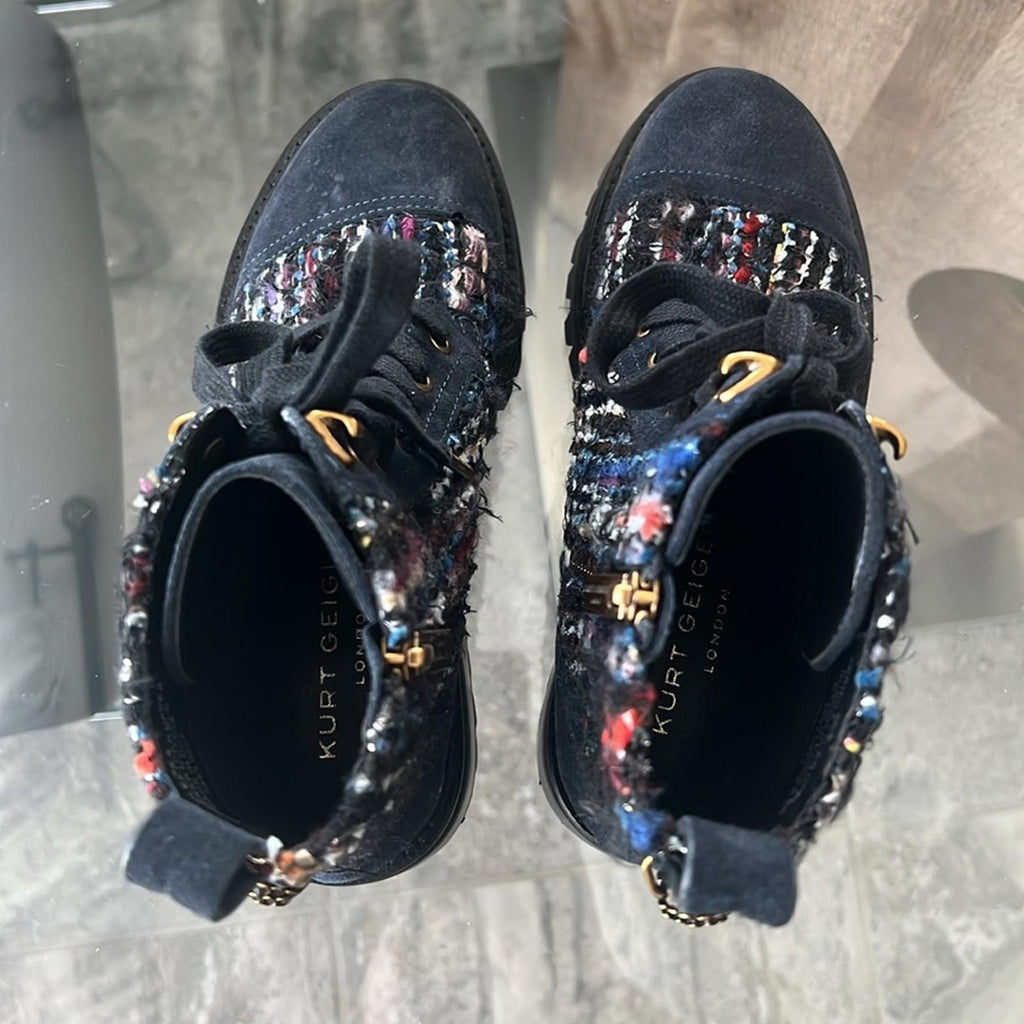 Kurt Geiger London Kensington Lace-Up Combat Boots, Size 35.5 New in Box