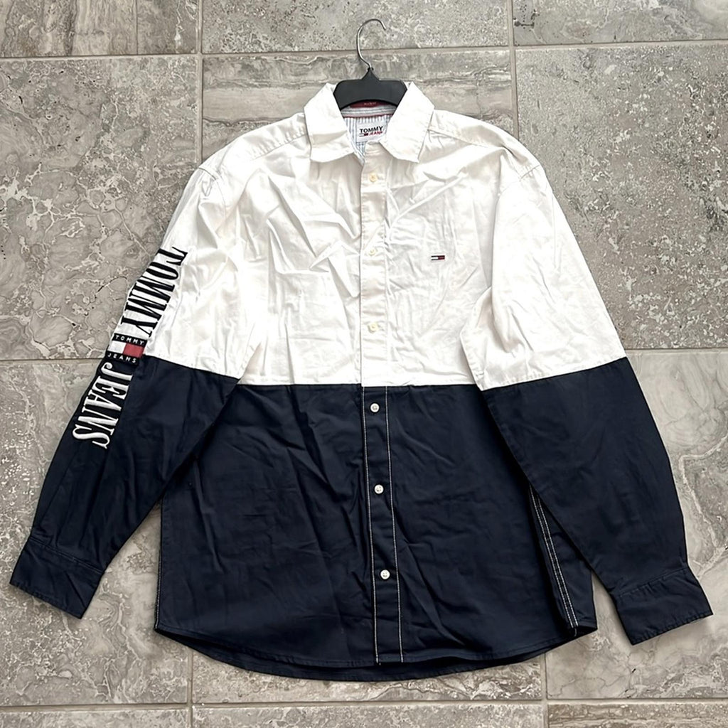 Tommy Hilfiger Adaptive Archive Color-Blocked Relaxed Shirt, White Size S NWT
