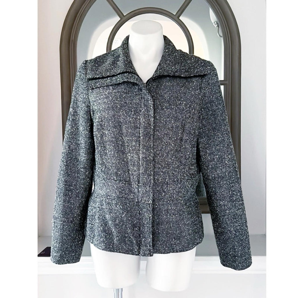 SANDRO Sportswear Tweed Jacket, Black/White Size L EXCELLENT!