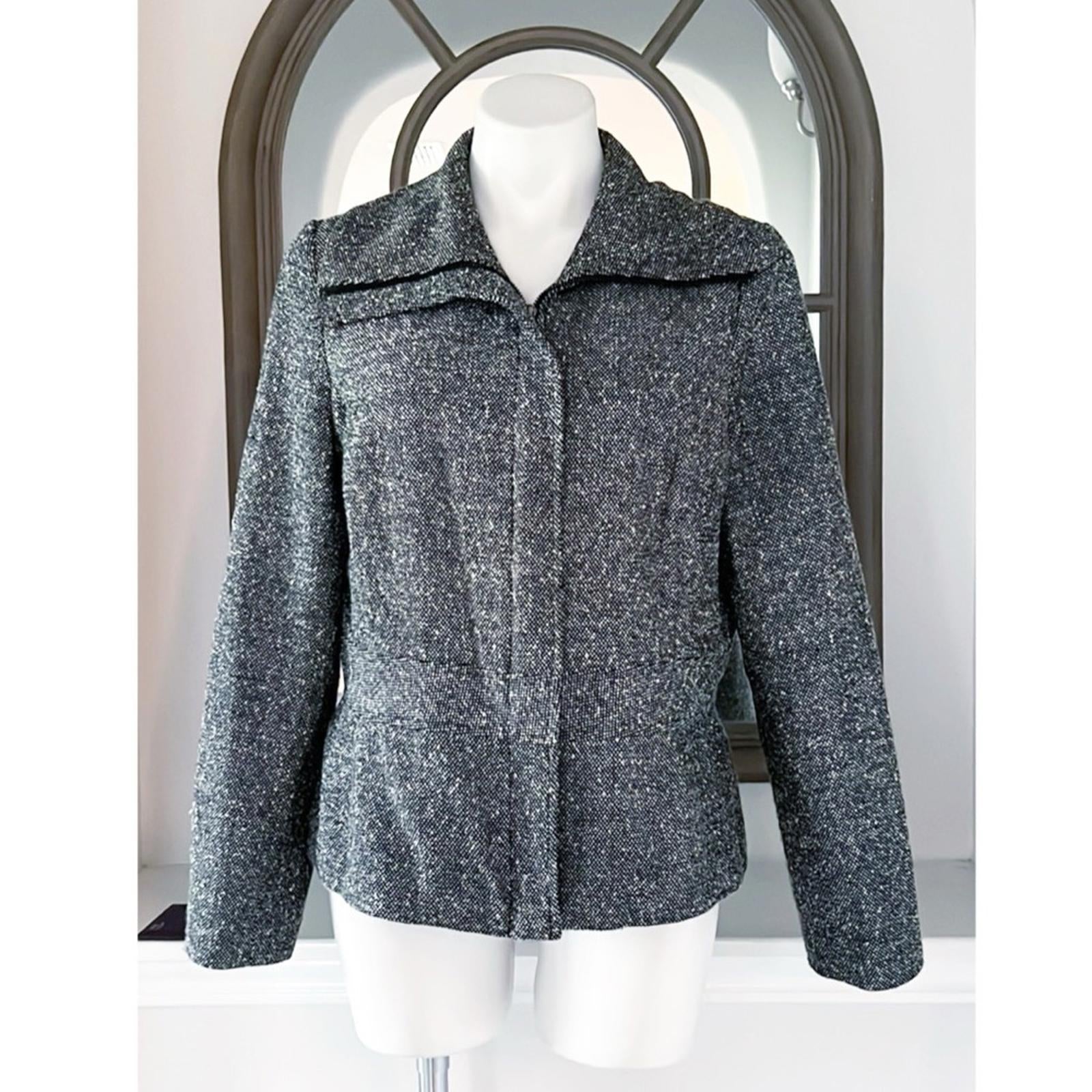 SANDRO Sportswear Tweed Jacket, Black/White Size L EXCELLENT!