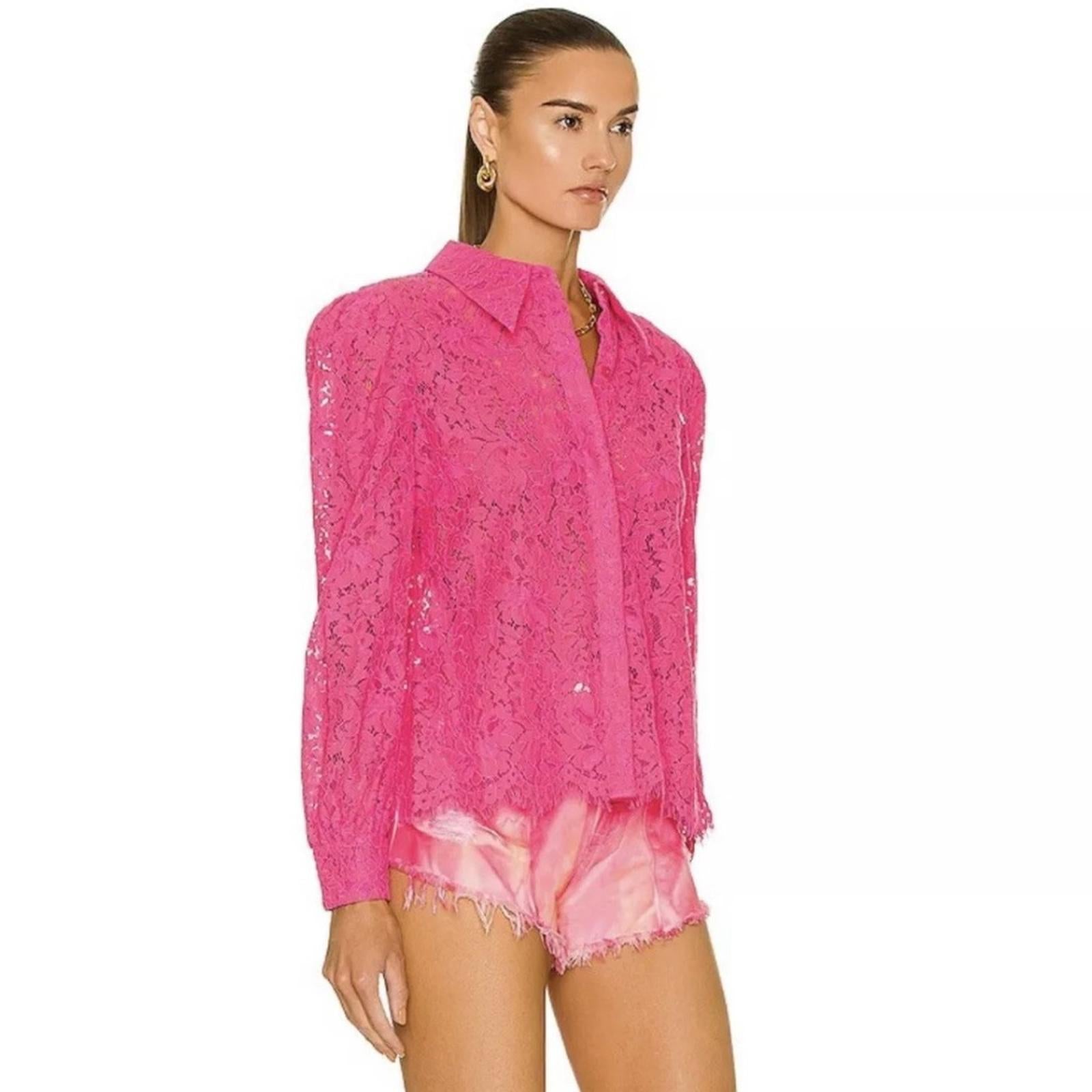 New L’Agence Jenica Lace Blouse, Pink Size XS New w/Tag