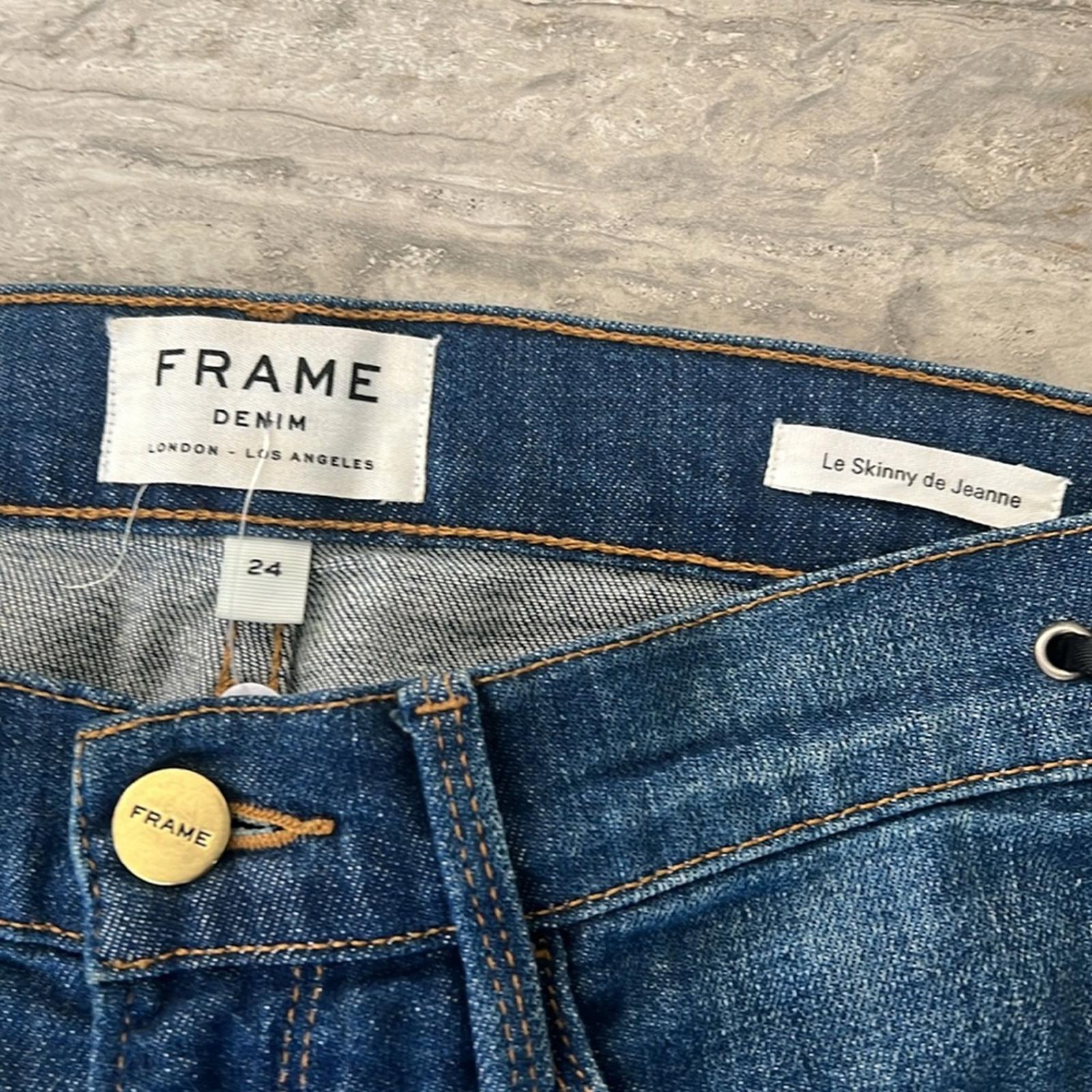 FRAME Le Skinny de Jeanne Jeans with Side Lace-Up Detail Jeans in Blue, Size 24