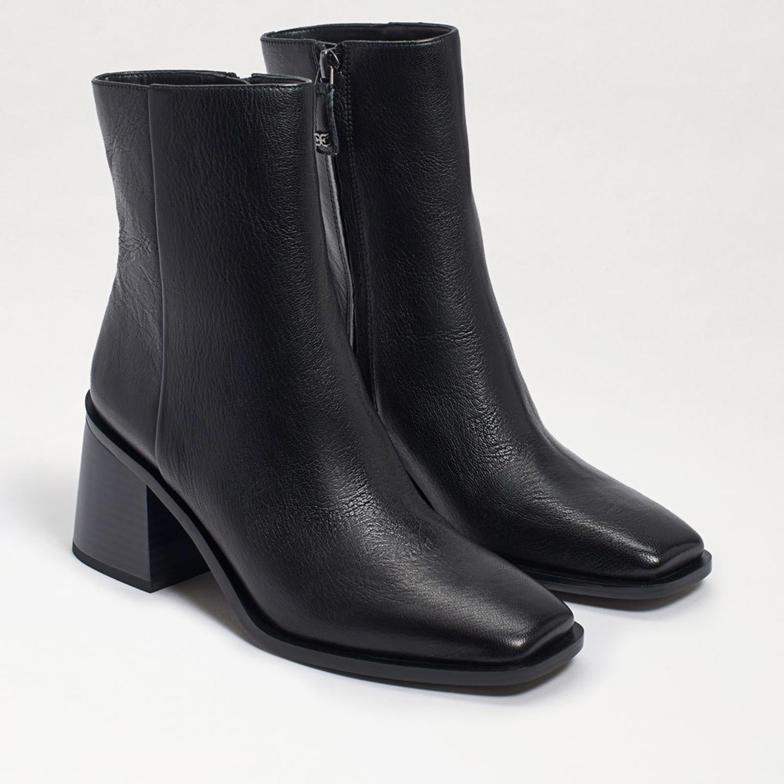 Sam Edelman Winnie Block Heel Booties in Black Leather, Size 11 New in Box $180